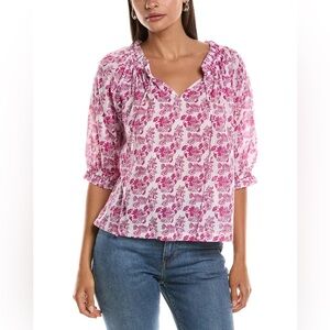 Ro's Garden Delfina Blouse in Pink Size Small